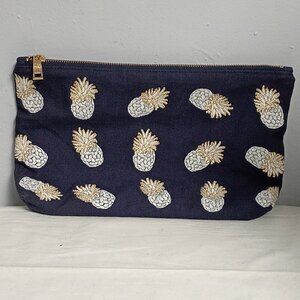 ❤️ELIZABETH SCARLETT LONDON Pineapple Embroidery Denim Clutch Makeup Case